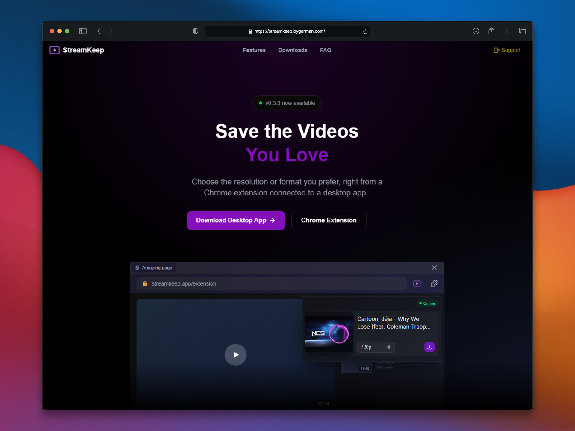 Screenshot of the StreamKeep project