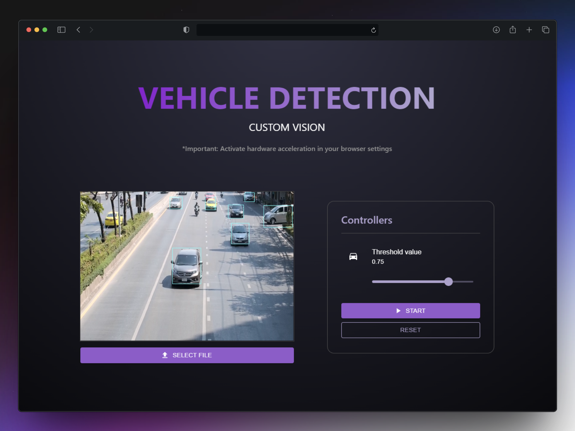 Screenshot of the Vehicle Detection project