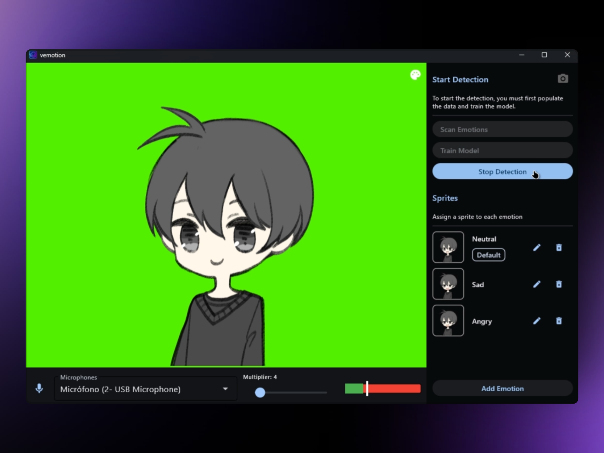 Screenshot of the vemotion project